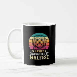 Maltese Dog Retro Sunset Distracted Coffee Mug