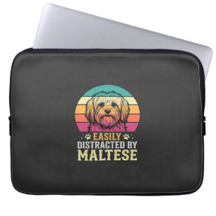 Maltese Dog Retro Sunset Distracted Laptop Sleeve