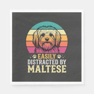 Maltese Dog Retro Sunset Distracted Napkin