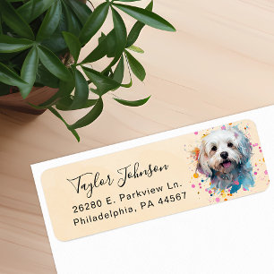 Maltese Dog Return Address Label