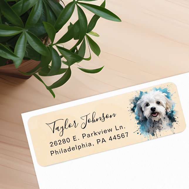 Maltese Dog Return Address Label (Creator Uploaded)
