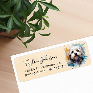 Maltese Dog Return Address Label