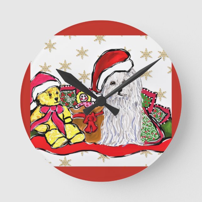 Maltese Dog Round Clock (Front)