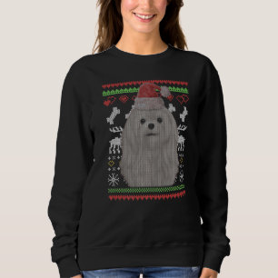 Maltese Dog Santa Claus Ugly Christmas Pattern Sweatshirt