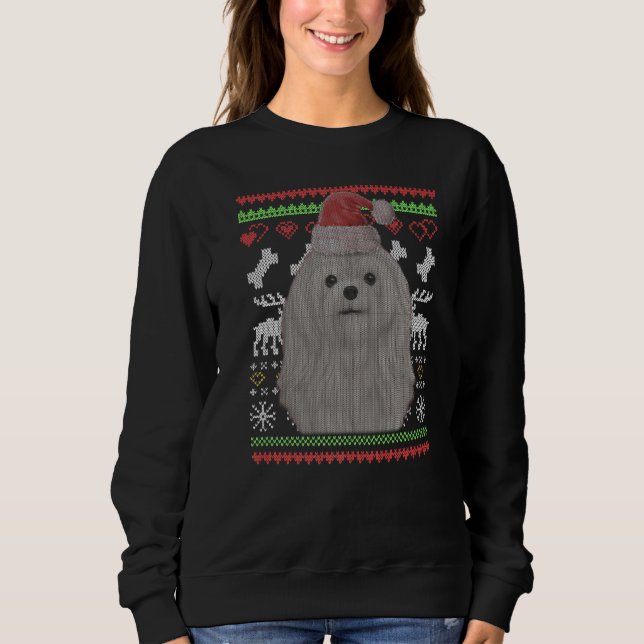 Maltese Dog Santa Claus Ugly Christmas Pattern Sweatshirt (Front)