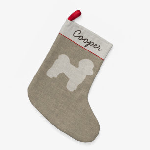 Maltese Dog Silhouette Cute Personalised Holiday Small Christmas Stocking