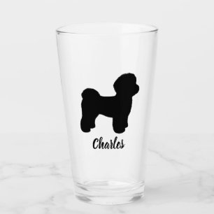 Maltese Dog Silhouette Personalised Drinking Glass