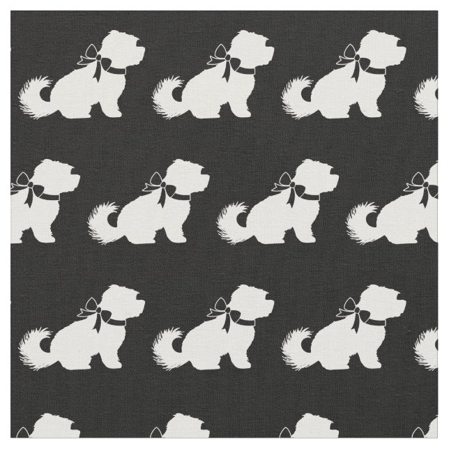 Maltese Dog Silhouette Pet Fabric (Close Up)