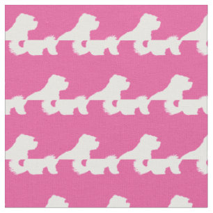 Maltese Dog Silhouette Pet Pink Fabric