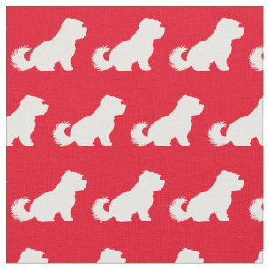 Maltese Dog Silhouette Pet Red Fabric