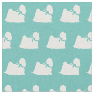 Maltese Dog Silhouette Pet Teal Fabric
