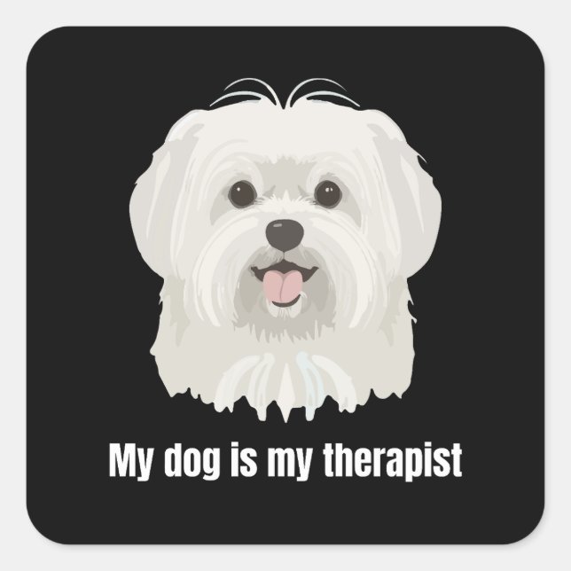 Maltese Dog Square Sticker (Front)
