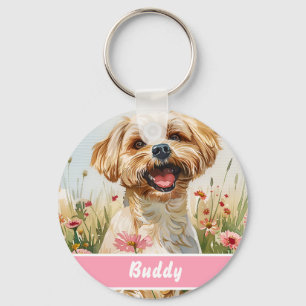 Maltese Dog Tag – Custom Info Key Ring