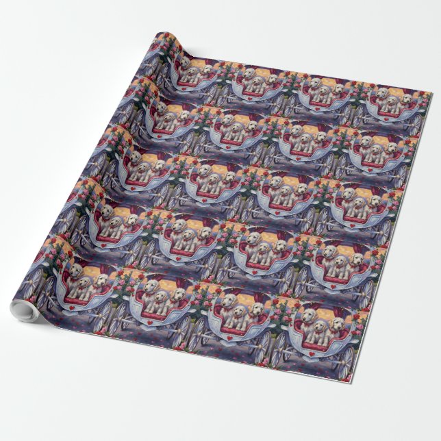 Maltese Dog Valentine's Day  Wrapping Paper (Unrolled)
