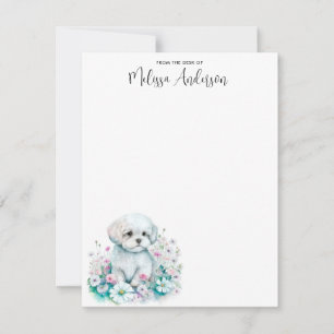 Maltese Dog Watercolor Cute Puppy Personalised Card