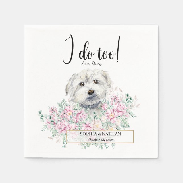 Maltese Dog Wedding Cocktail Napkins (Front)