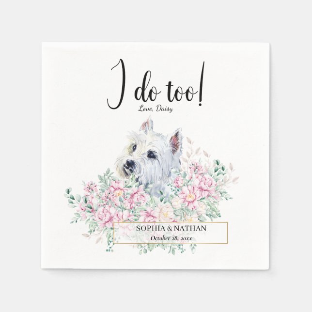 Maltese Dog Wedding Cocktail Napkins (Front)