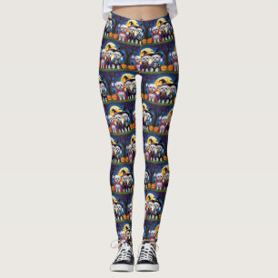 Maltese Dogs Pumpkin Halloween Funny Leggings