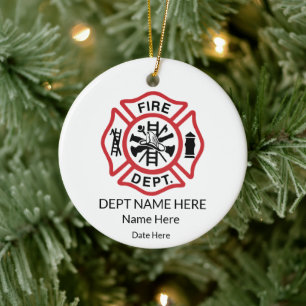 Maltese Fireman Firefighter Ceramic Tree Decoration