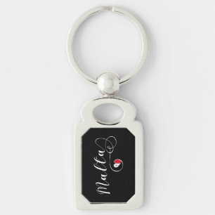 Maltese Flag Heart, Malta Key Ring