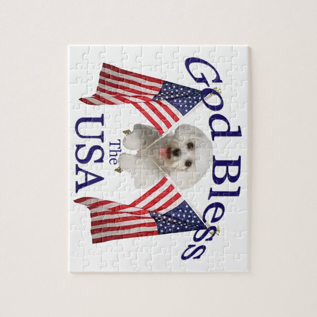 Maltese God Bless USA Jigsaw Puzzle (Vertical)