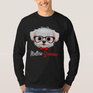 Maltese Grandma Headband Glasses T-Shirt