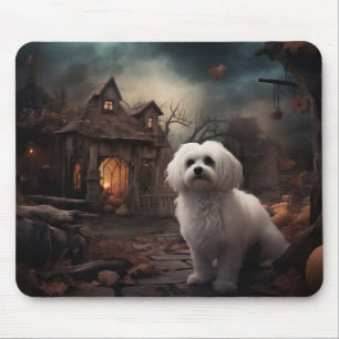 Maltese Halloween Scary Mouse Pad
