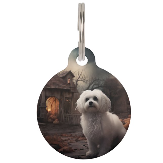 Maltese Halloween Scary Pet Tag (Front)