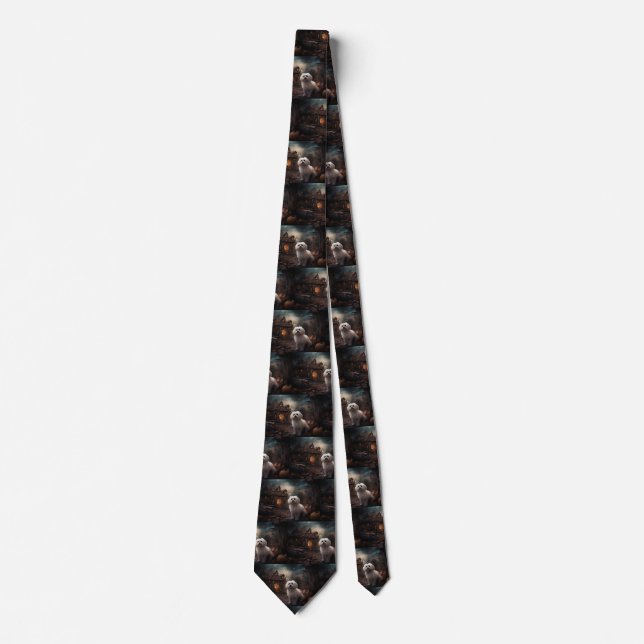 Maltese Halloween Scary Tie (Front)
