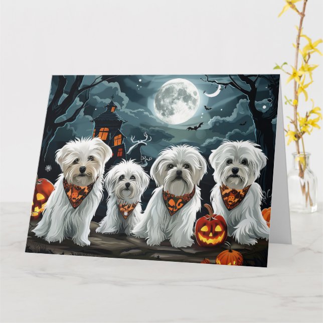 Maltese Halloween Spooky Card (Yellow Flower)