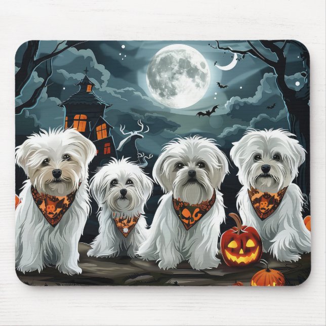 Maltese Halloween Spooky Mouse Pad (Front)