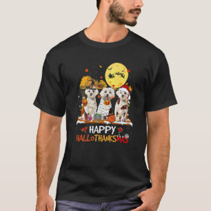 Maltese Happy Hallothanksmas Halloween Thanksgivin T-Shirt