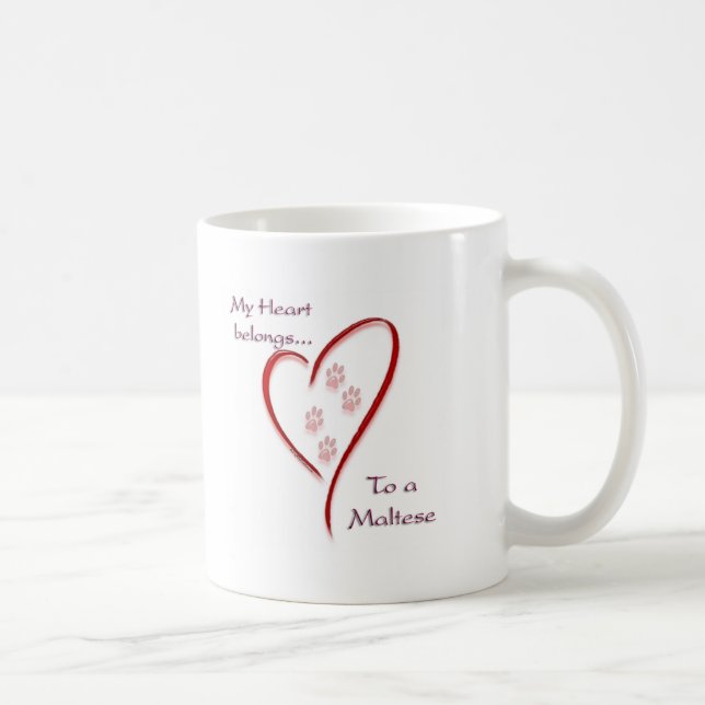 Maltese Heart Belongs Coffee Mug (Right)