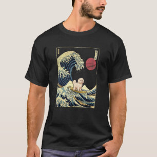 Maltese Japanese Kanagawa Wave  Surf Dog T-Shirt