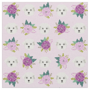 maltese lavender florals dog fabric