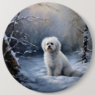 Maltese Let It Snow Christmas 6 Cm Round Badge