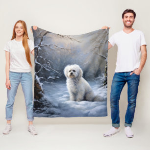 Maltese Let It Snow Christmas Fleece Blanket