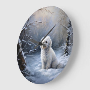 Maltese Let It Snow Christmas Large Clock
