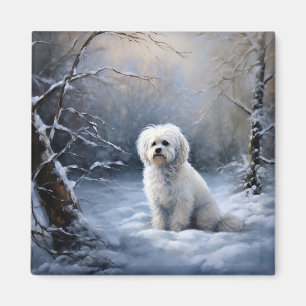 Maltese Let It Snow Christmas Magnet