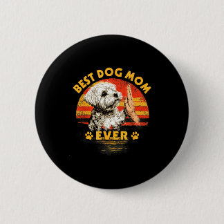 Maltese mum retro sunset funny dog mother's day  6 cm round badge
