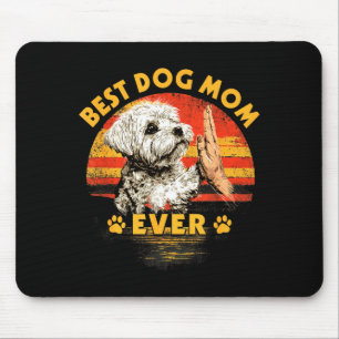 Maltese mum retro sunset funny dog mother's day mouse pad