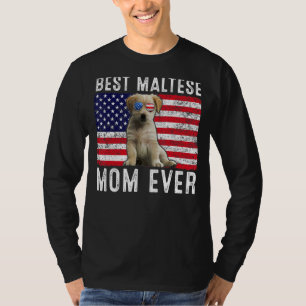 Maltese Mum Usa American Flag Maltese Dog Owner T-Shirt