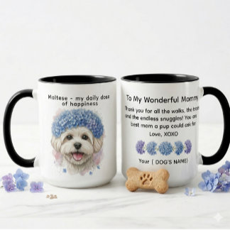 Maltese my daily dose of happiness Hydrangea Mug