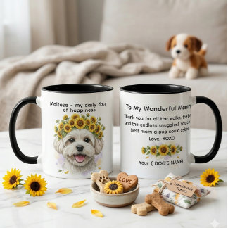 Maltese my daily dose of happiness Sunflowers Mug