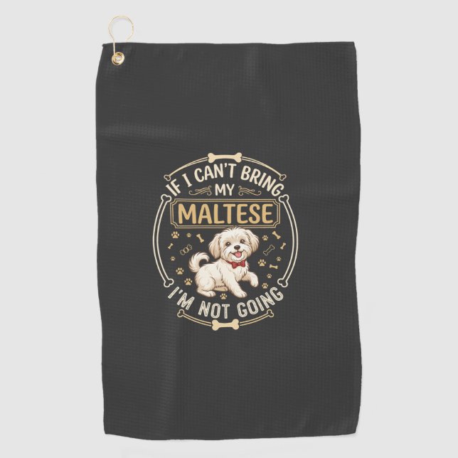 Maltese Not Going Dog Red Bow Tie Bone Frame Golf Towel (Front)