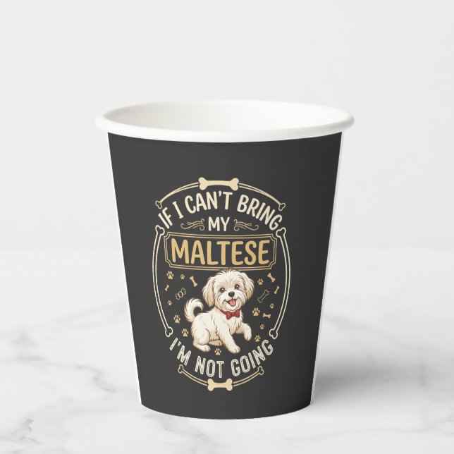 Maltese Not Going Dog Red Bow Tie Bone Frame Paper Cups (Front)