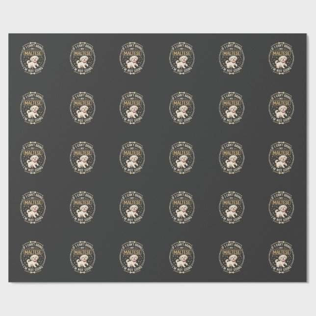 Maltese Not Going Dog Red Bow Tie Bone Frame Wrapping Paper (Flat)