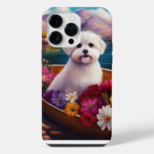 Maltese on a Paddle: A Scenic Adventure iPhone 14 Pro Max Case