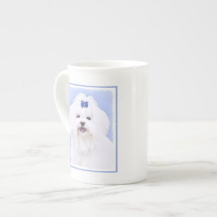 Maltese Painting - Cute Original Dog Art Bone China Mug