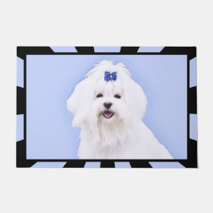 Maltese Painting - Cute Original Dog Art Doormat